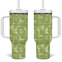 Omaomao Hawaii Breadfruit Palaka Motifs Tumbler With Handle LT14 One Size: 40 oz Green - Polynesian Pride