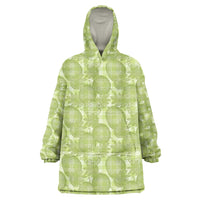 Omaomao Hawaii Breadfruit Palaka Motifs Wearable Blanket Hoodie LT14 One Size Green - Polynesian Pride