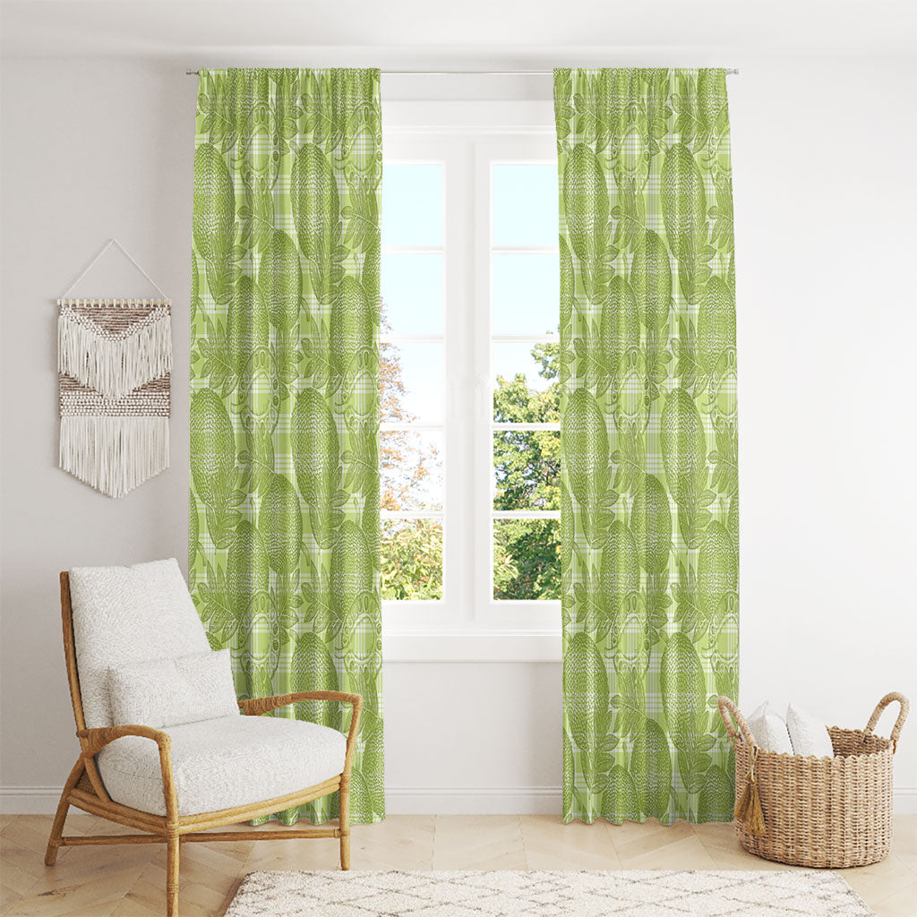 Omaomao Hawaii Breadfruit Palaka Motifs Window Curtain LT14 - Polynesian Pride