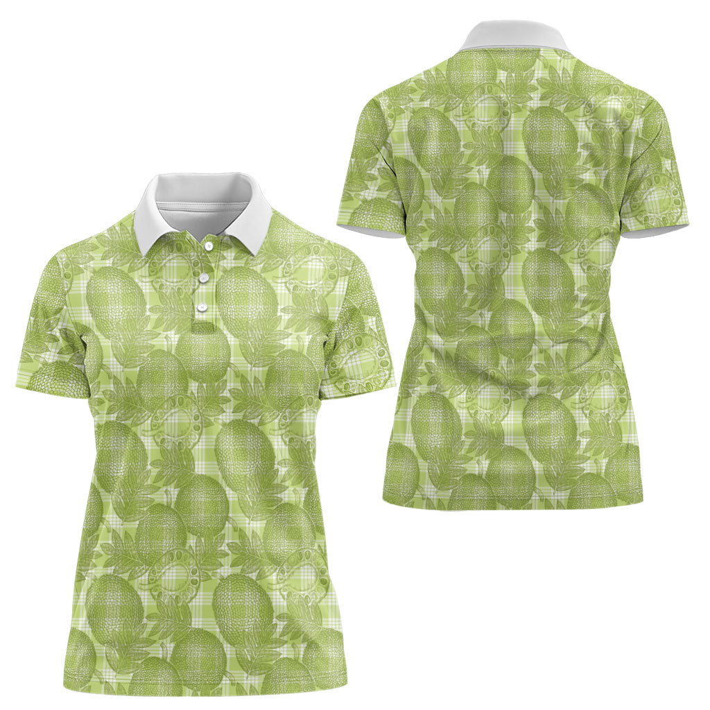 Omaomao Hawaii Breadfruit Palaka Motifs Women Polo Shirt LT14 - Polynesian Pride