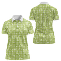 Omaomao Hawaii Breadfruit Palaka Motifs Women Polo Shirt LT14 - Polynesian Pride