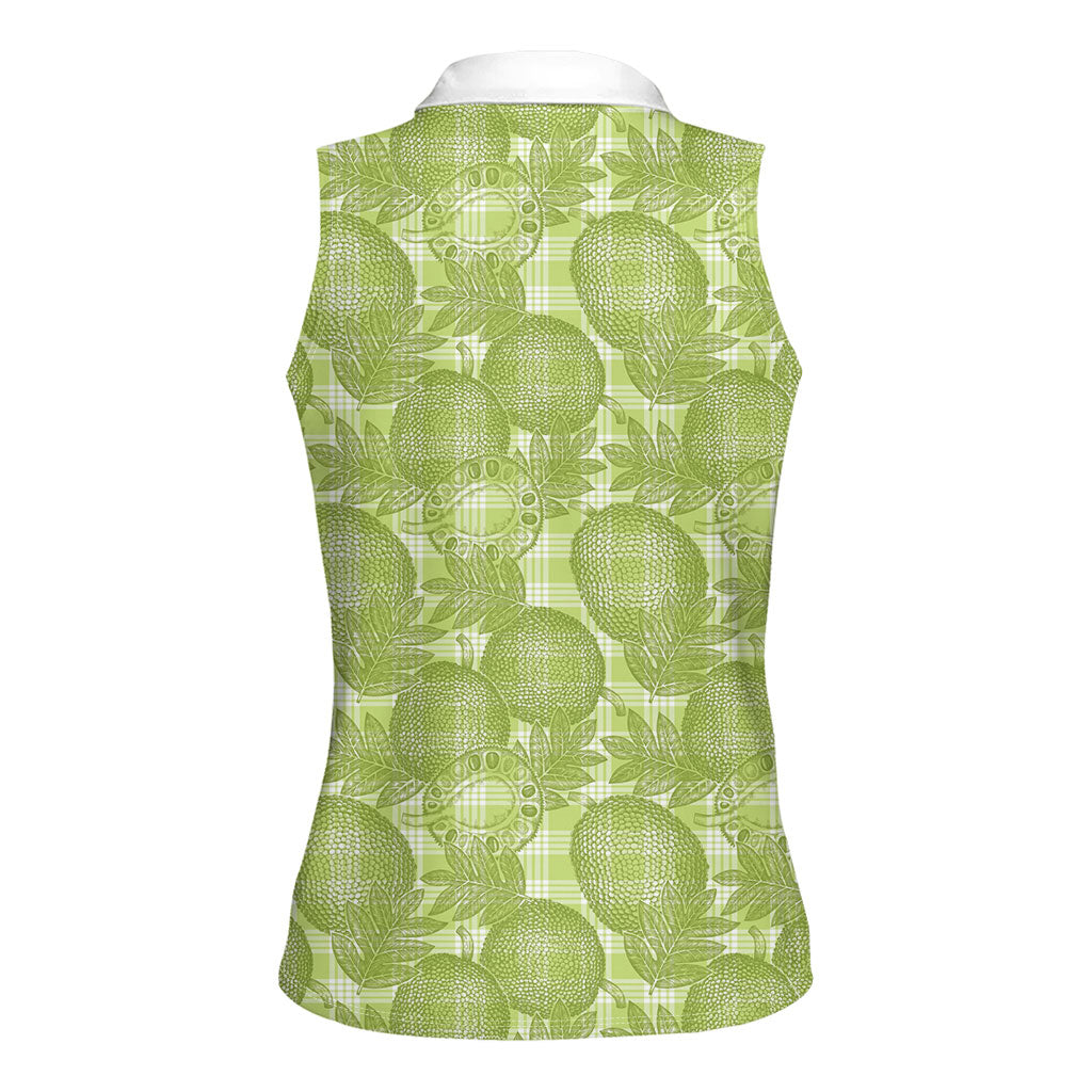 Omaomao Hawaii Breadfruit Palaka Motifs Women Sleeveless Polo Shirt LT14 - Polynesian Pride