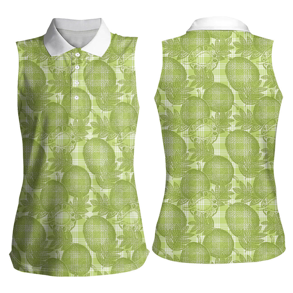 Omaomao Hawaii Breadfruit Palaka Motifs Women Sleeveless Polo Shirt LT14 - Polynesian Pride
