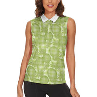 Omaomao Hawaii Breadfruit Palaka Motifs Women Sleeveless Polo Shirt LT14 - Polynesian Pride