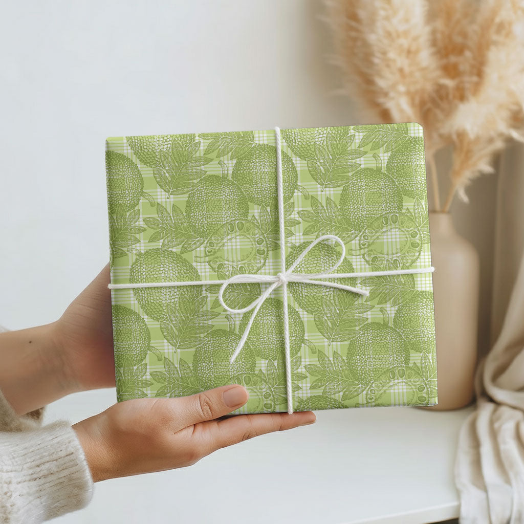 Omaomao Hawaii Breadfruit Palaka Motifs Wrapping Paper LT14 - Polynesian Pride