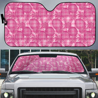 Alaka Hawaii Breadfruit Palaka Motifs Auto Sun Shade LT14 Pink - Polynesian Pride