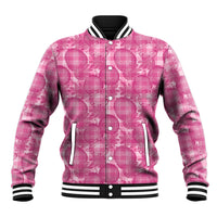 Alaka Hawaii Breadfruit Palaka Motifs Baseball Jacket LT14 Unisex Pink - Polynesian Pride