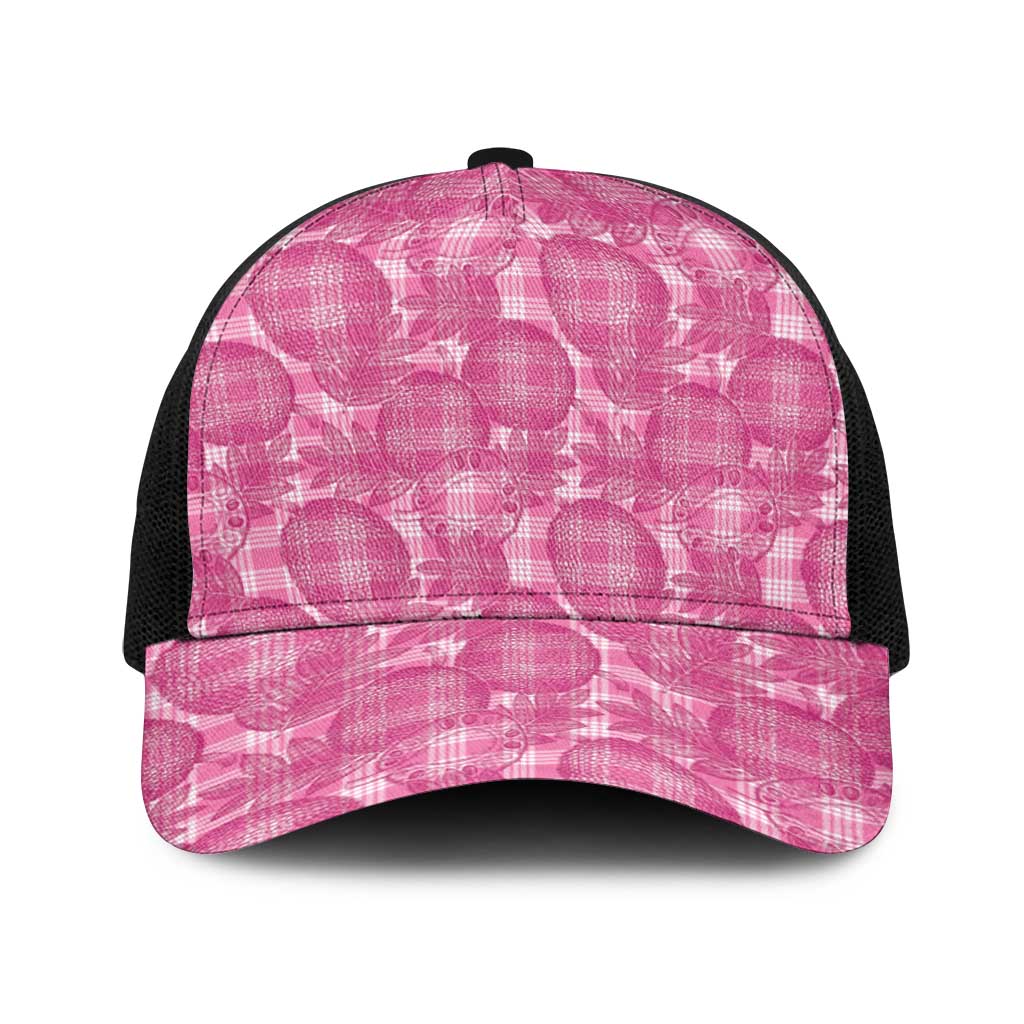 Alaka Hawaii Breadfruit Palaka Motifs Baseball Net Cap LT14 One Size Black Pink - Polynesian Pride