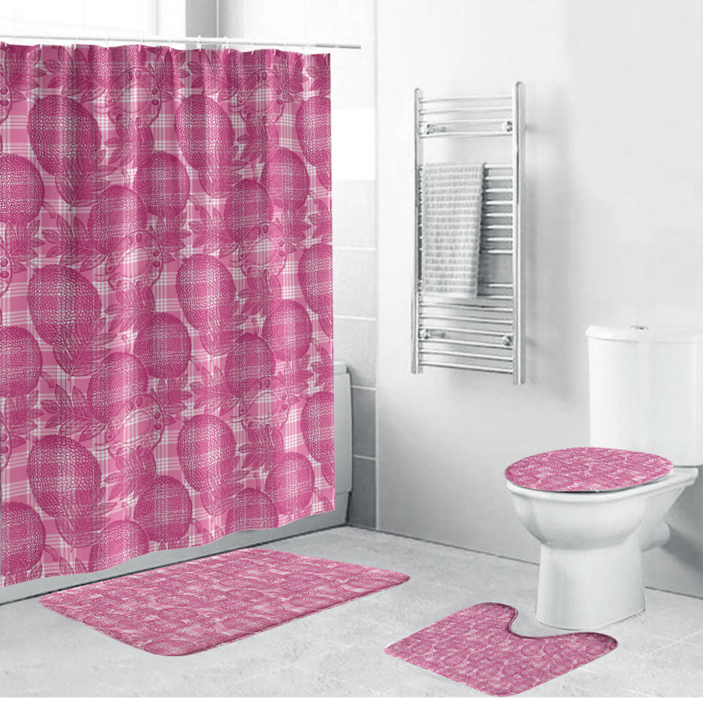 Alaka Hawaii Breadfruit Palaka Motifs Bathroom Set LT14 Bathroom Set (4 pcs) Pink - Polynesian Pride