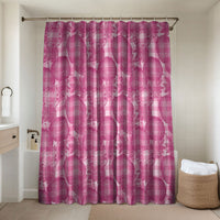 Alaka Hawaii Breadfruit Palaka Motifs Bathroom Set LT14 Shower Curtain Only Pink - Polynesian Pride