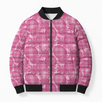 Alaka Hawaii Breadfruit Palaka Motifs Bomber Puffer Jacket LT14 Unisex Pink - Polynesian Pride