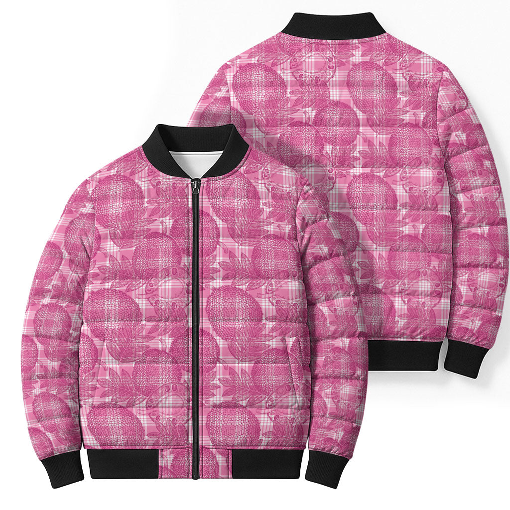 Alaka Hawaii Breadfruit Palaka Motifs Bomber Puffer Jacket LT14 - Polynesian Pride