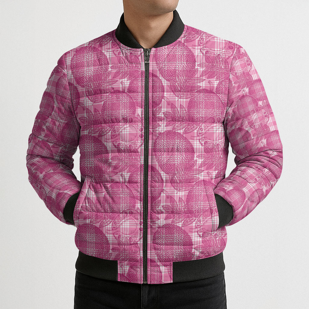 Alaka Hawaii Breadfruit Palaka Motifs Bomber Puffer Jacket LT14 - Polynesian Pride