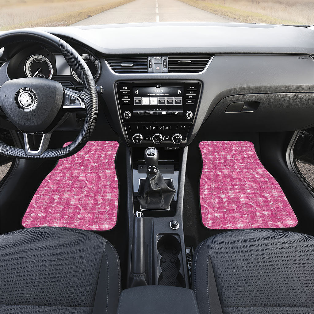 Alaka Hawaii Breadfruit Palaka Motifs Car Mats LT14 Set 2pcs - Front Pink - Polynesian Pride