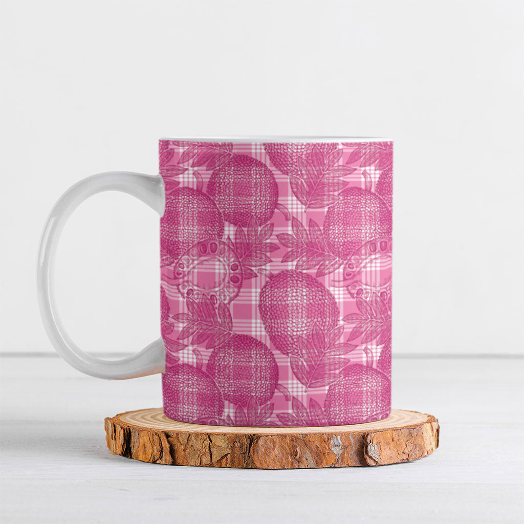 Alaka Hawaii Breadfruit Palaka Motifs Ceramic Mug LT14 Pink - Polynesian Pride