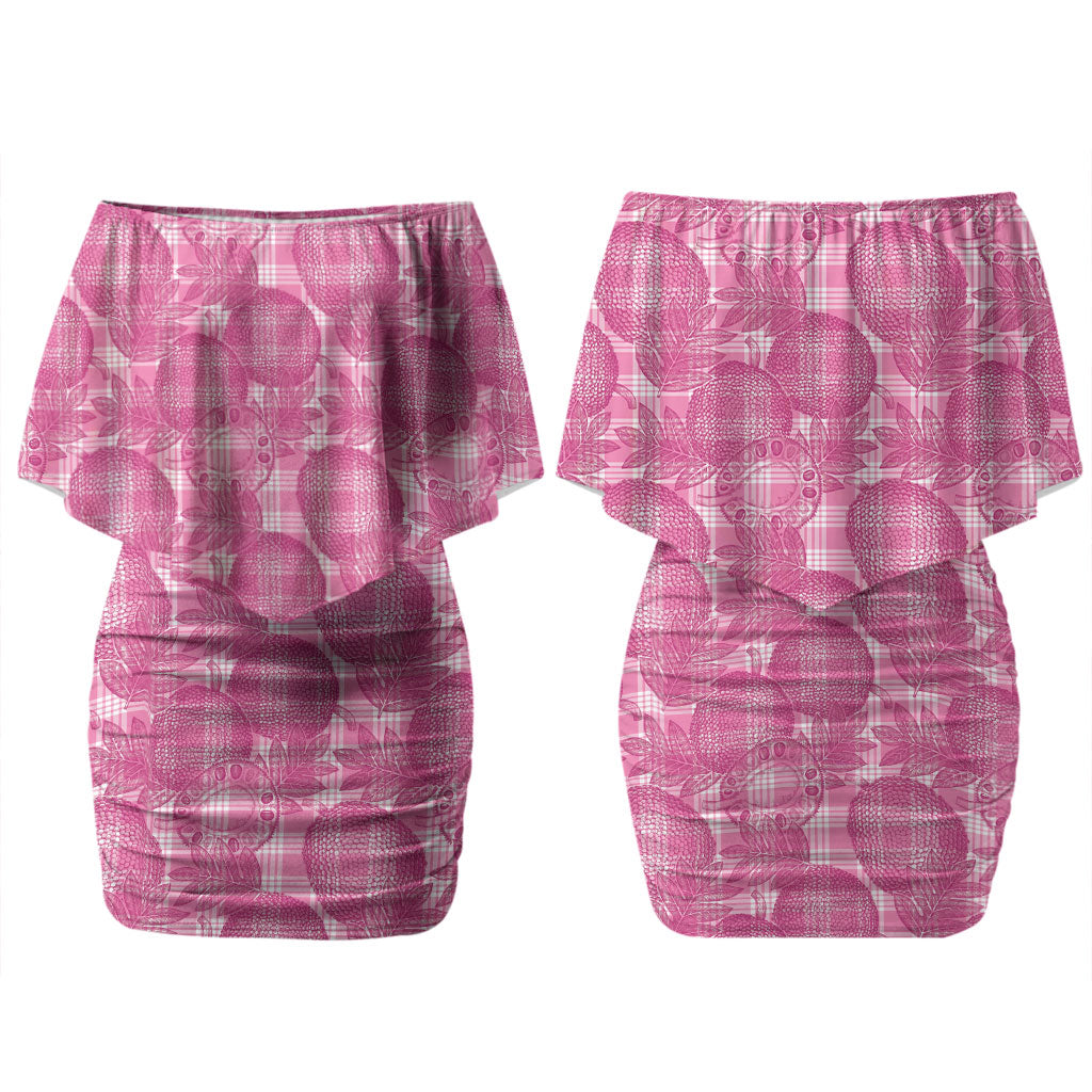 Alaka Hawaii Breadfruit Palaka Motifs Couples Matching Off Shoulder Short Dress and Hawaiian Shirt LT14 - Polynesian Pride