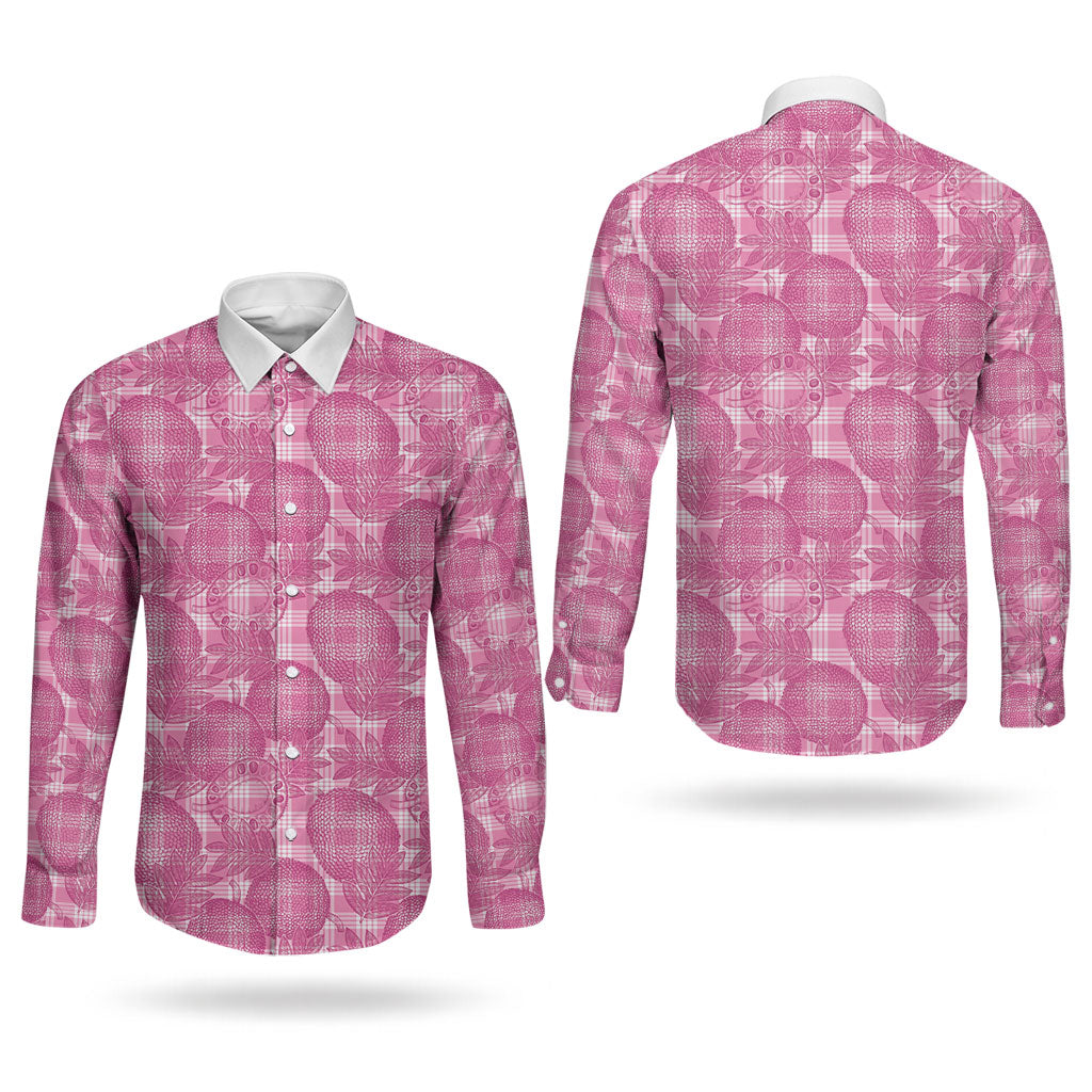 Alaka Hawaii Breadfruit Palaka Motifs Couples Matching Summer Maxi Dress and Long Sleeve Button Shirt LT14 - Polynesian Pride