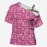 Alaka Hawaii Breadfruit Palaka Motifs Cross Shoulder Shirt LT14 Female Pink - Polynesian Pride