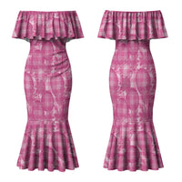 Alaka Hawaii Breadfruit Palaka Motifs Family Matching Mermaid Dress and Hawaiian Shirt LT14 Mom's Dress Pink - Polynesian Pride