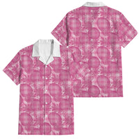 Alaka Hawaii Breadfruit Palaka Motifs Family Matching Summer Maxi Dress and Hawaiian Shirt LT14 Dad's Shirt - Short Sleeve Pink - Polynesian Pride