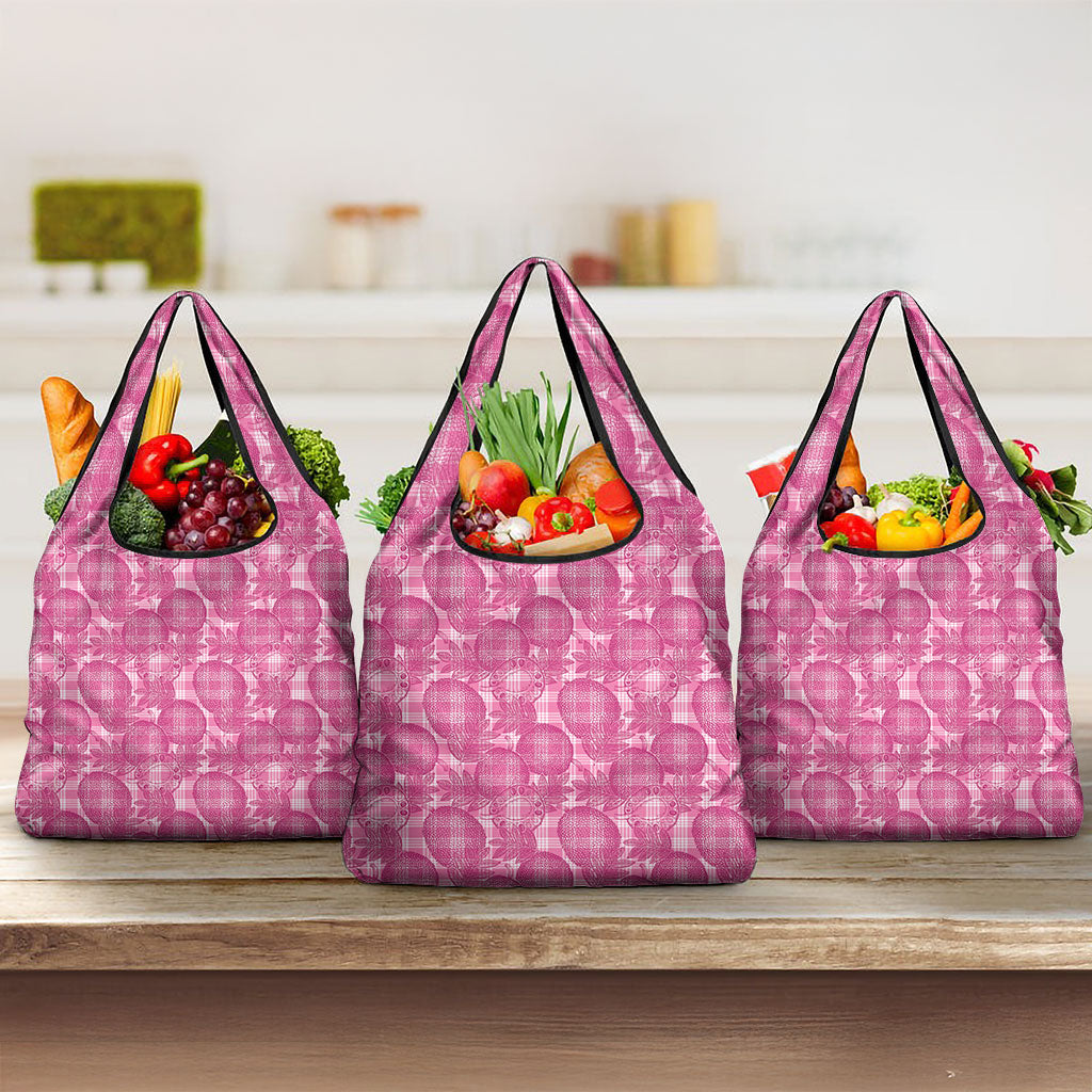 Alaka Hawaii Breadfruit Palaka Motifs Grocery Bag LT14 3-pack One Size Pink - Polynesian Pride