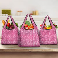 Alaka Hawaii Breadfruit Palaka Motifs Grocery Bag LT14 3-pack One Size Pink - Polynesian Pride