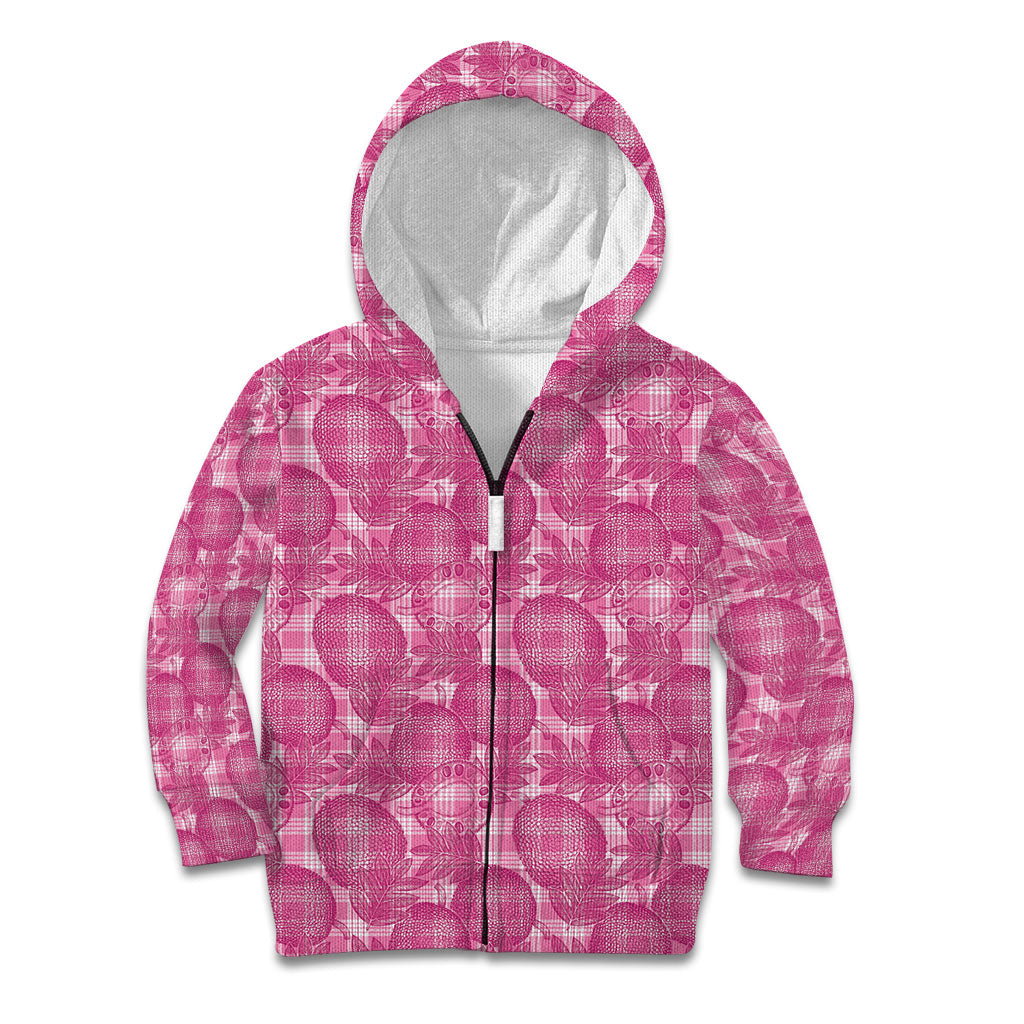 Alaka Hawaii Breadfruit Palaka Motifs Kid Hoodie LT14 Zip Hoodie Pink - Polynesian Pride
