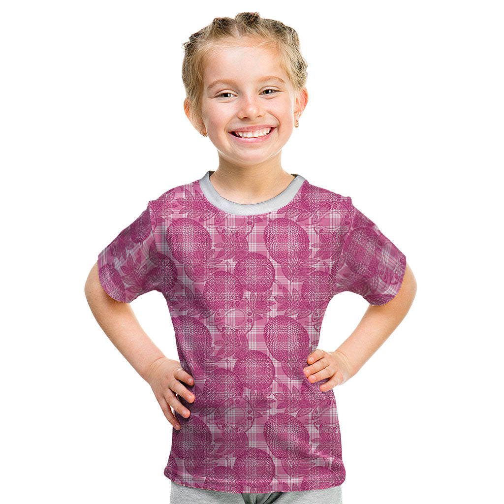 Alaka Hawaii Breadfruit Palaka Motifs Kid T Shirt LT14 Pink - Polynesian Pride