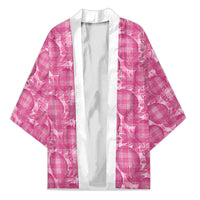 Alaka Hawaii Breadfruit Palaka Motifs Kimono LT14 Unisex Pink - Polynesian Pride