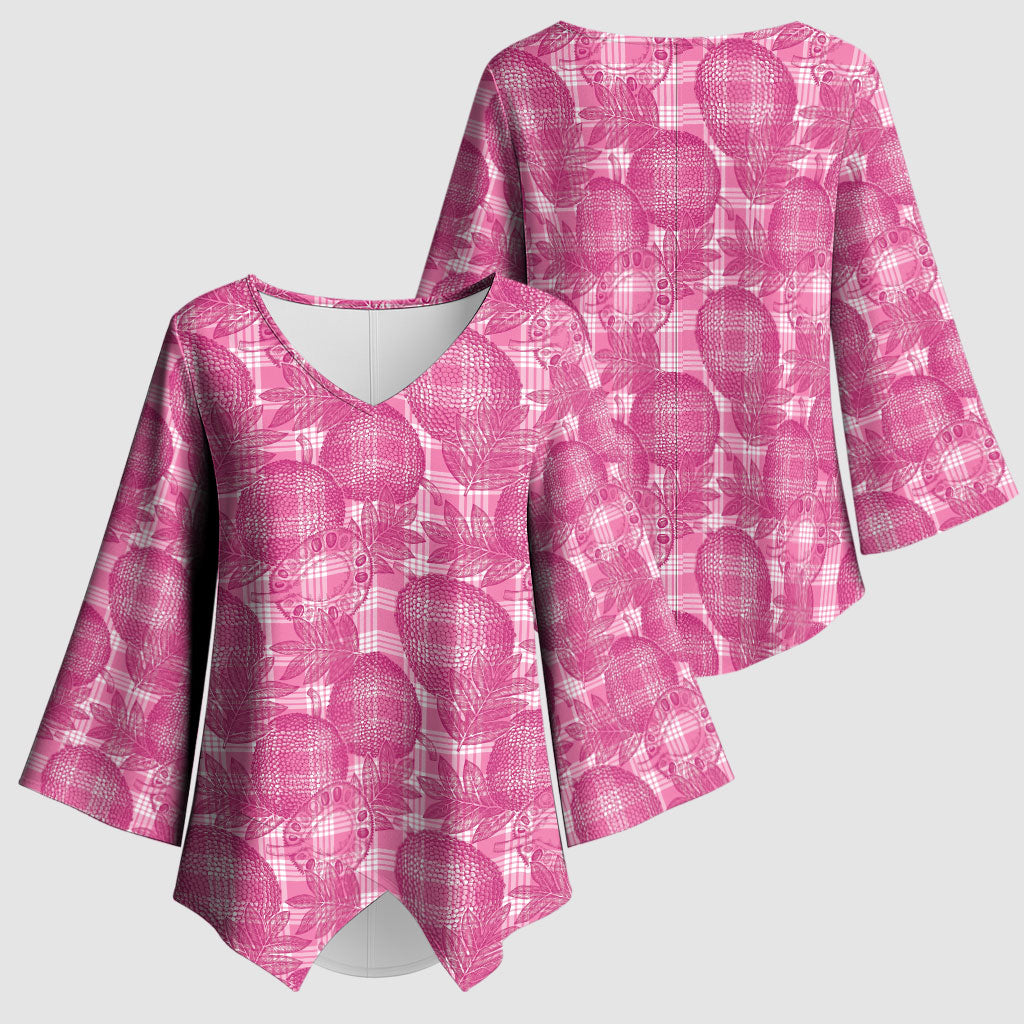 Alaka Hawaii Breadfruit Palaka Motifs Kimono Sleeve Blouse LT14 - Polynesian Pride
