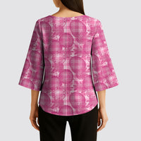 Alaka Hawaii Breadfruit Palaka Motifs Kimono Sleeve Blouse LT14 - Polynesian Pride
