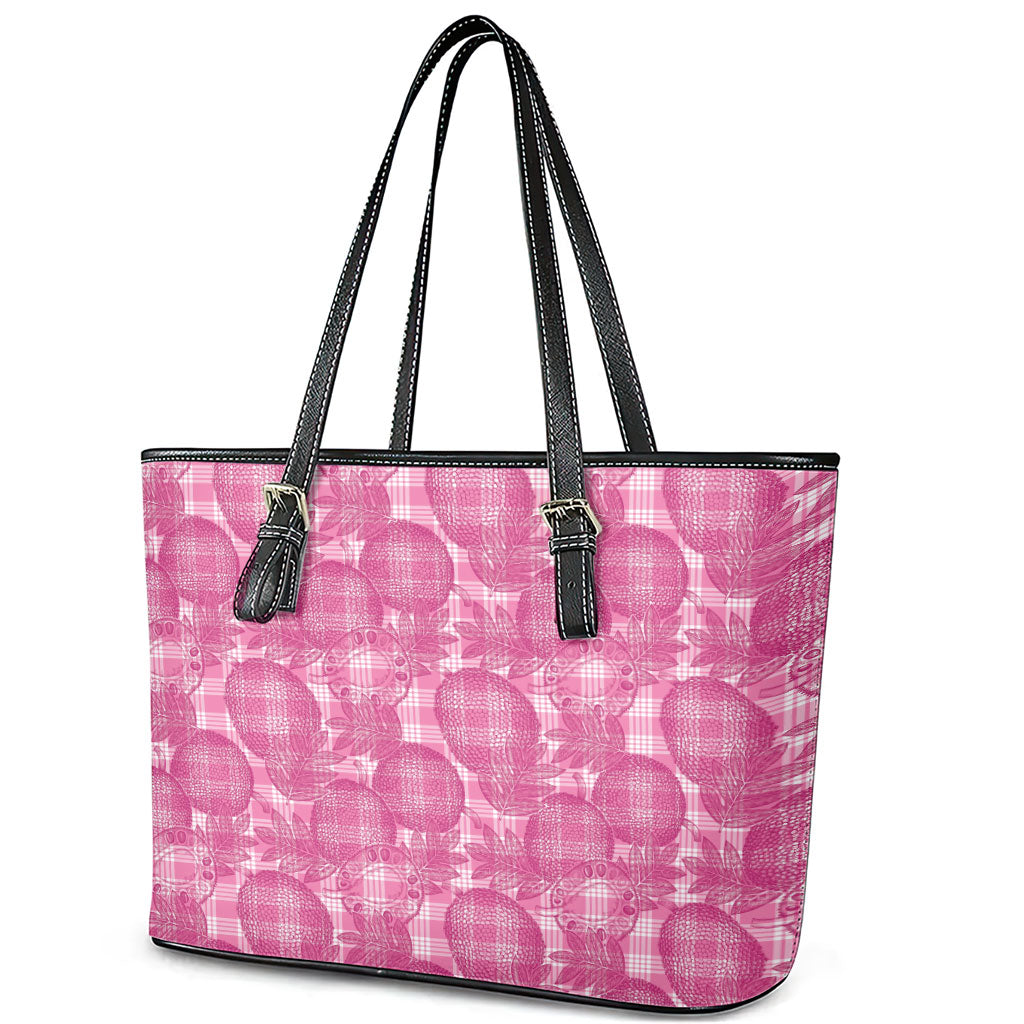 Alaka Hawaii Breadfruit Palaka Motifs Leather Tote Bag LT14 - Polynesian Pride