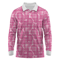 Alaka Hawaii Breadfruit Palaka Motifs Long Sleeve Polo Shirt LT14 Pink - Polynesian Pride