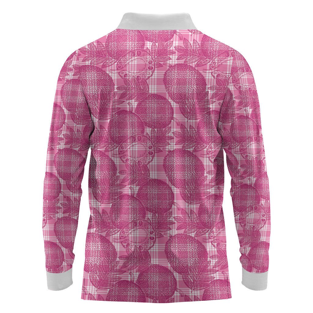 Alaka Hawaii Breadfruit Palaka Motifs Long Sleeve Polo Shirt LT14 - Polynesian Pride