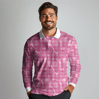 Alaka Hawaii Breadfruit Palaka Motifs Long Sleeve Polo Shirt LT14 - Polynesian Pride