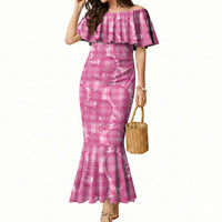 Alaka Hawaii Breadfruit Palaka Motifs Mermaid Dress LT14 Women Pink - Polynesian Pride