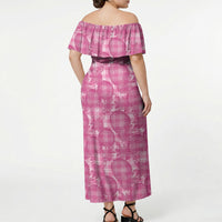 Alaka Hawaii Breadfruit Palaka Motifs Off Shoulder Maxi Dress LT14 - Polynesian Pride