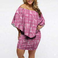 Alaka Hawaii Breadfruit Palaka Motifs Off Shoulder Short Dress LT14 Women Pink - Polynesian Pride