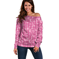 Alaka Hawaii Breadfruit Palaka Motifs Off Shoulder Sweater LT14 Women Pink - Polynesian Pride