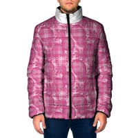 Alaka Hawaii Breadfruit Palaka Motifs Padded Jacket LT14 Men Pink - Polynesian Pride