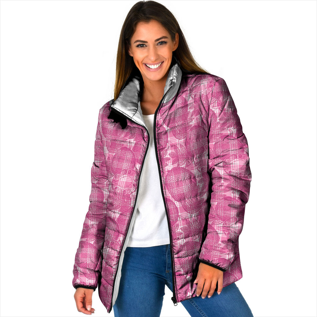 Alaka Hawaii Breadfruit Palaka Motifs Padded Jacket LT14 Women Pink - Polynesian Pride