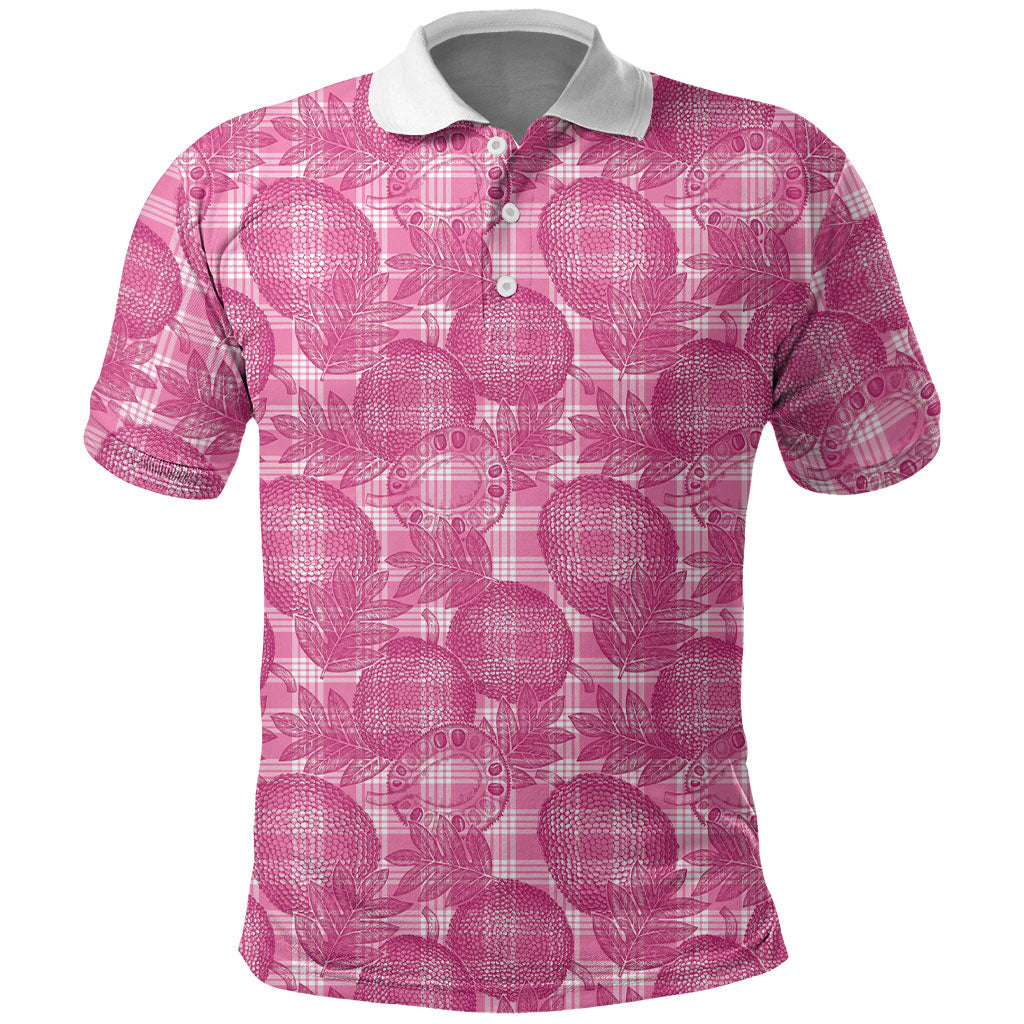 Alaka Hawaii Breadfruit Palaka Motifs Polo Shirt LT14 Pink - Polynesian Pride