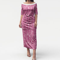 Alaka Hawaii Breadfruit Palaka Motifs Puletasi LT14 Long Dress Pink - Polynesian Pride