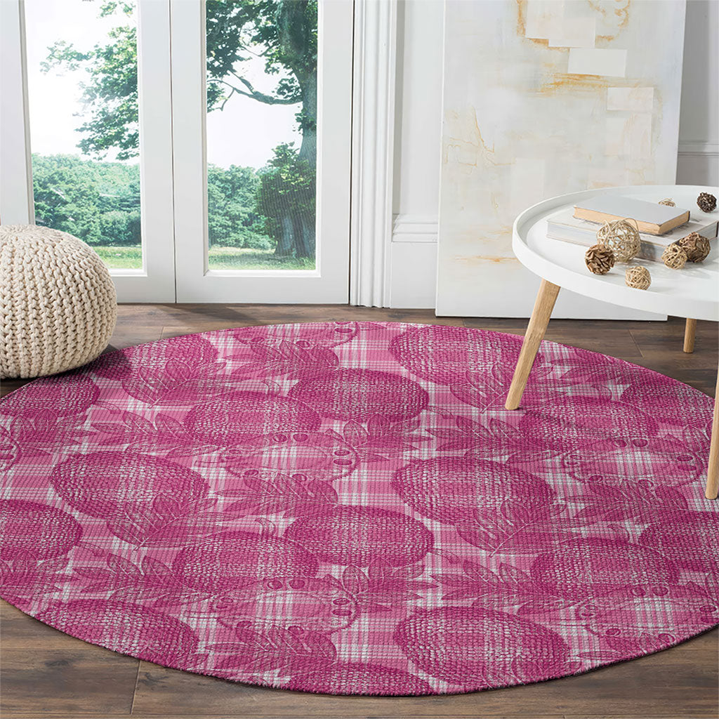 Alaka Hawaii Breadfruit Palaka Motifs Round Carpet LT14 - Polynesian Pride