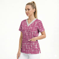 Alaka Hawaii Breadfruit Palaka Motifs Scrub Top LT14 - Polynesian Pride