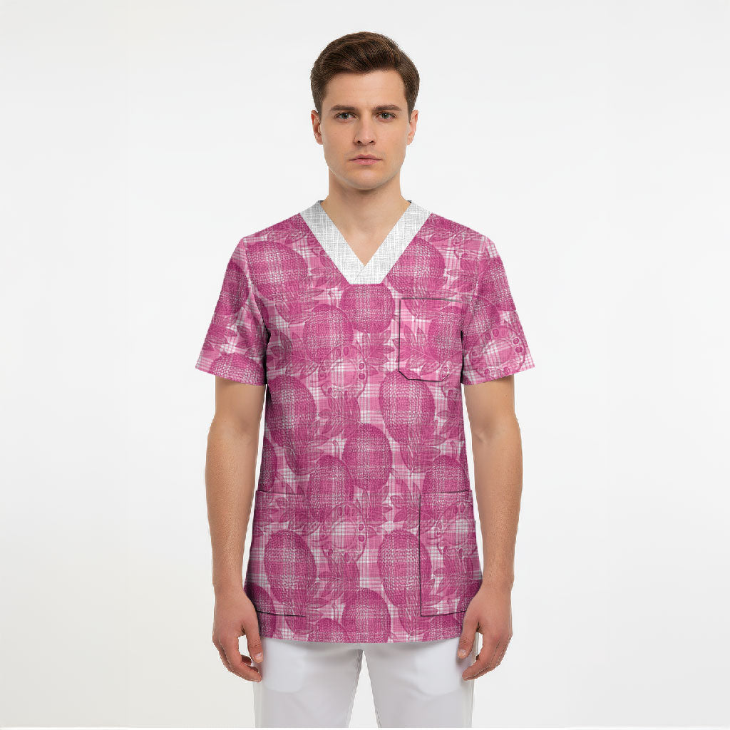 Alaka Hawaii Breadfruit Palaka Motifs Scrub Top LT14 - Polynesian Pride