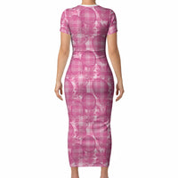 Alaka Hawaii Breadfruit Palaka Motifs Short Sleeve Bodycon Dress LT14 - Polynesian Pride