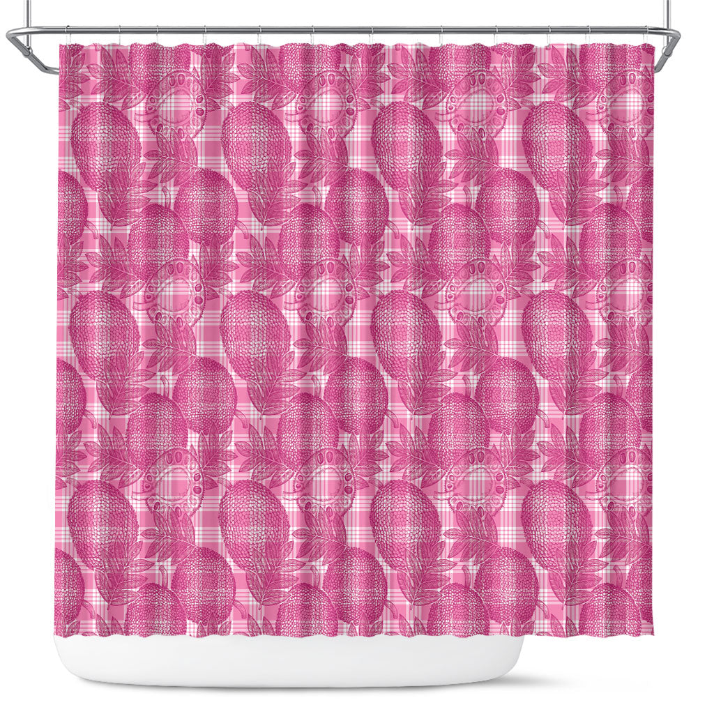 Alaka Hawaii Breadfruit Palaka Motifs Shower Curtain LT14 Pink - Polynesian Pride