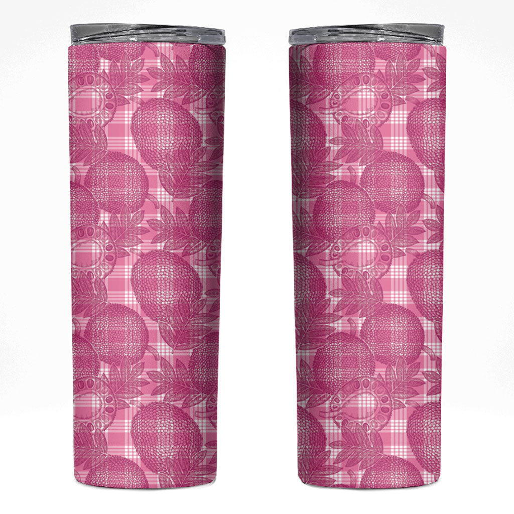 Alaka Hawaii Breadfruit Palaka Motifs Skinny Tumbler LT14 Pink - Polynesian Pride