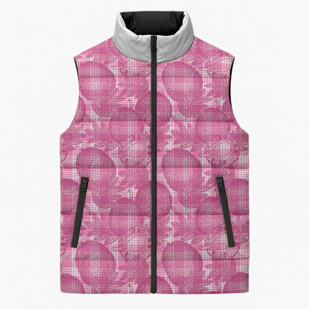 Alaka Hawaii Breadfruit Palaka Motifs Sleeveless Puffer Jacket